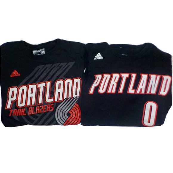 adidas Tops - Lot of 2 NBA Portland Trailblazers Adidas Lillard T-Shirt Size Small